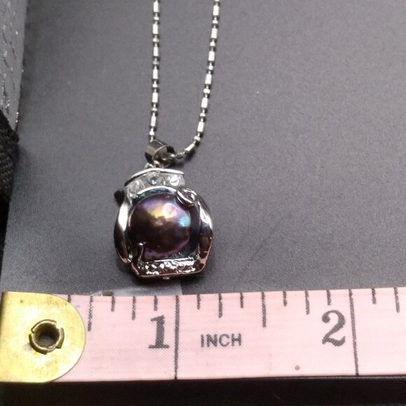 Vintage 18k GP Tahitian Black Pearl Pendant & 18k GP Necklace - Picture 7 of 7